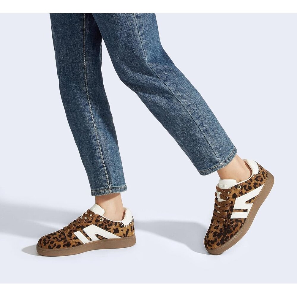 Women's Leopard Classic Retro Gum Sole Casual Genuine Leather Fashion Sneakers - Picture 8 of 8